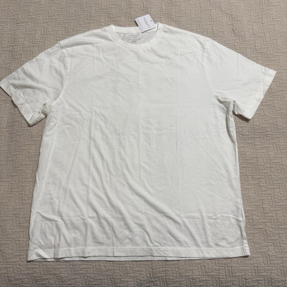 AE American Eagle White Standard Fit Lived-In T-Shirt Size Large